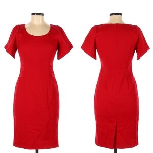 GOAT Red Berry Crepe Wool Pencil Skirt Sheath Dress Small